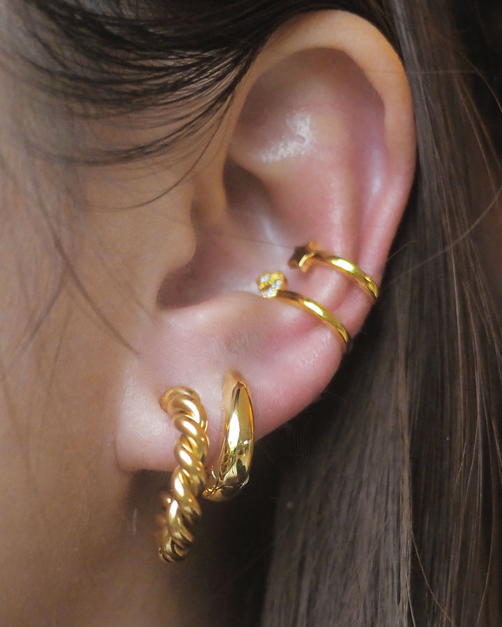 18K Gold Plated - Gold Twisted Hoop Earrings