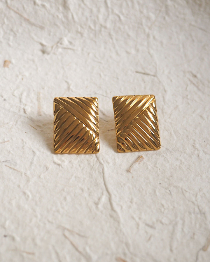 18k Gold Plated - Statement Square Stud Earrings