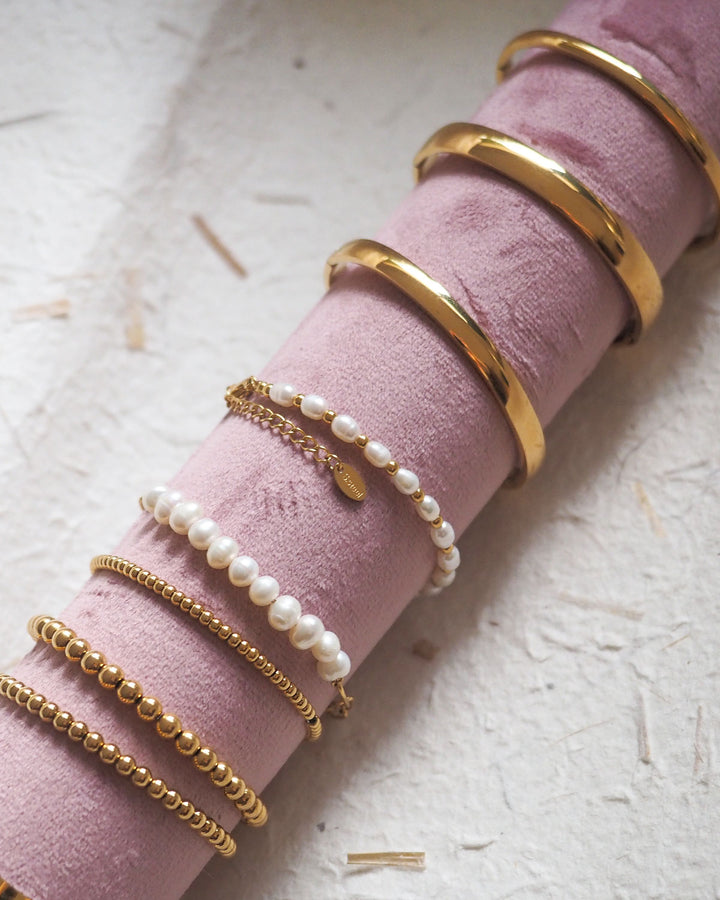 18K Gold Plated - Pearl Beaded Bracelet