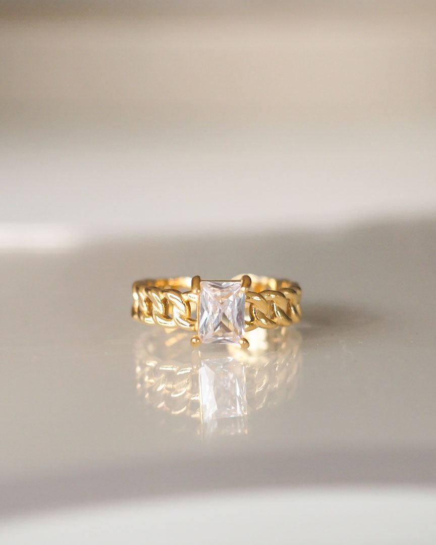 18k gold plated - CZ Stone Gold ring - Katherynloche