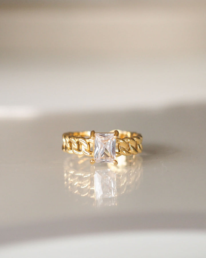 18k gold plated - CZ Stone Gold ring - Katherynloche