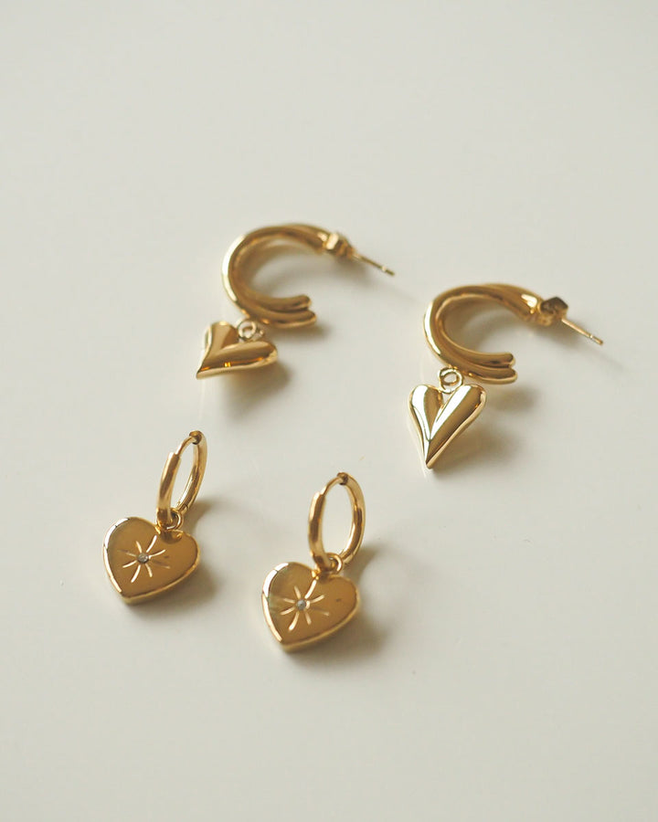 18k Gold Plated - Valentina Heart Drop Earrings - Katherynloche