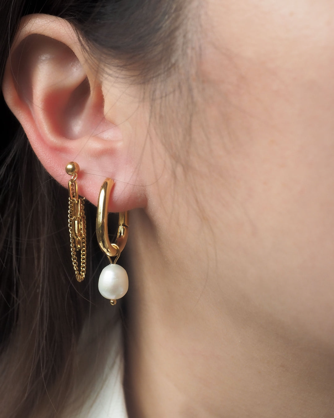 18k Gold Plated - Gold Chain Drop Earrings