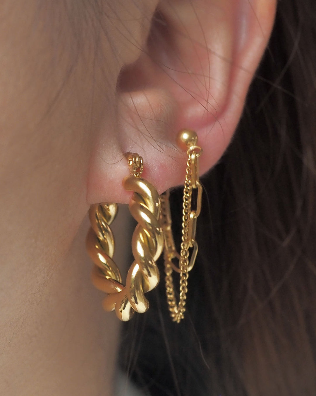 18k Gold Plated - Entwined Gold Hoop Earrings