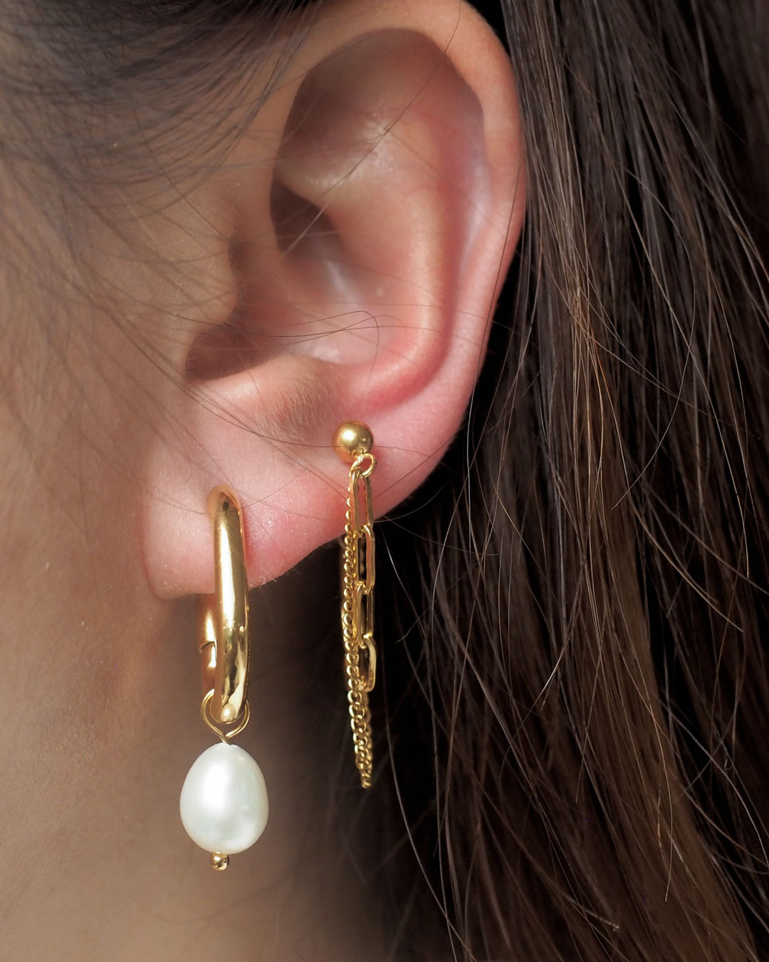 18K Gold Plated - Cle Pearl Earrings