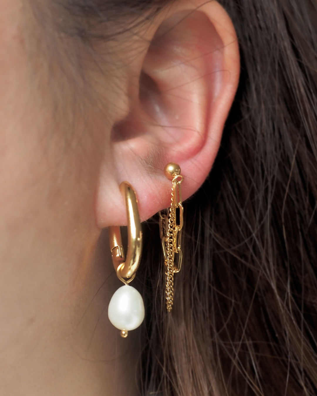 18K Gold Plated - Cle Pearl Earrings