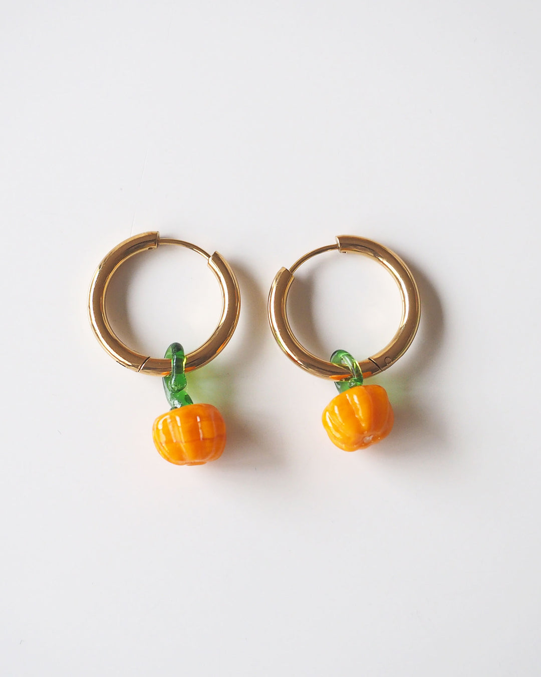 18k Gold Plated - Glass Charm Hoop Earrings