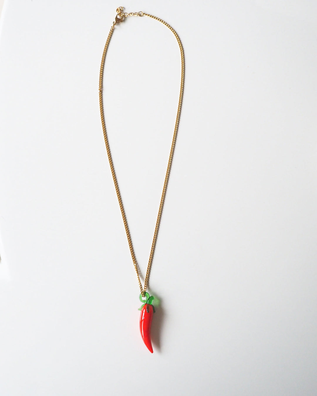 18K Gold Plated - Chilli Glass Pendant Necklace