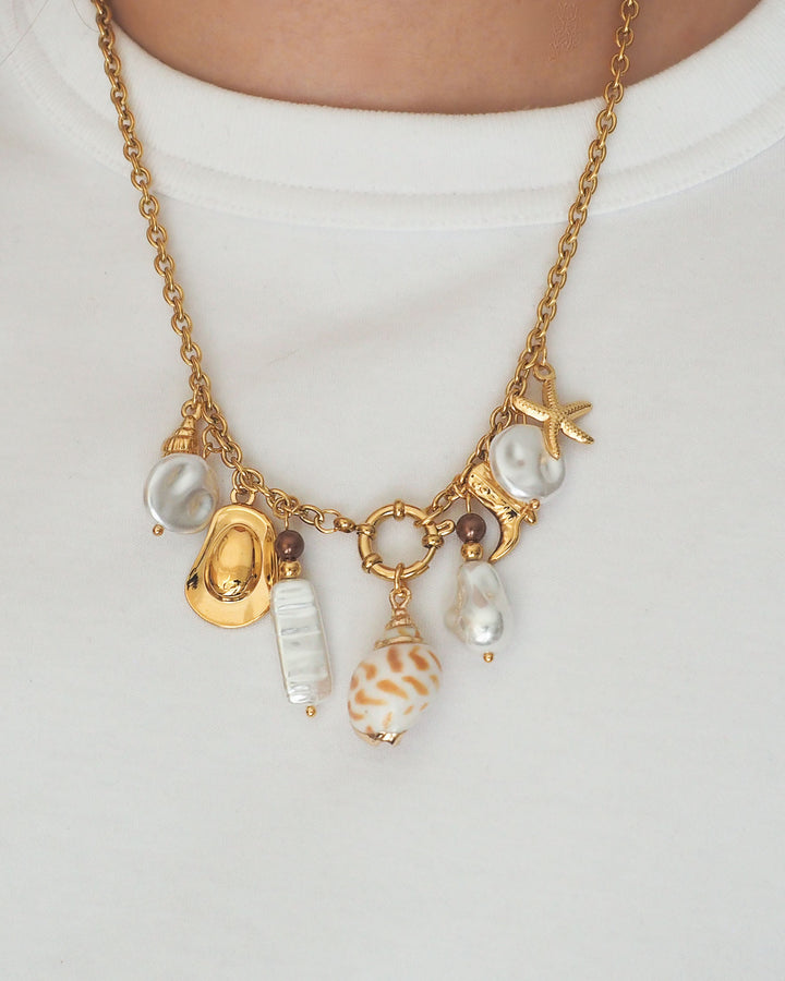 Pearl Charm Necklace (9 Charms)