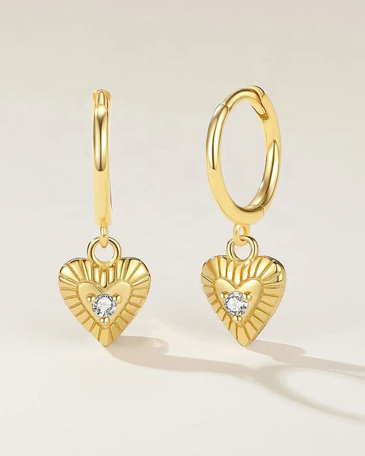 925 STERLING SILVER - CZ HEART GOLD DROP EARRINGS - Katherynloche