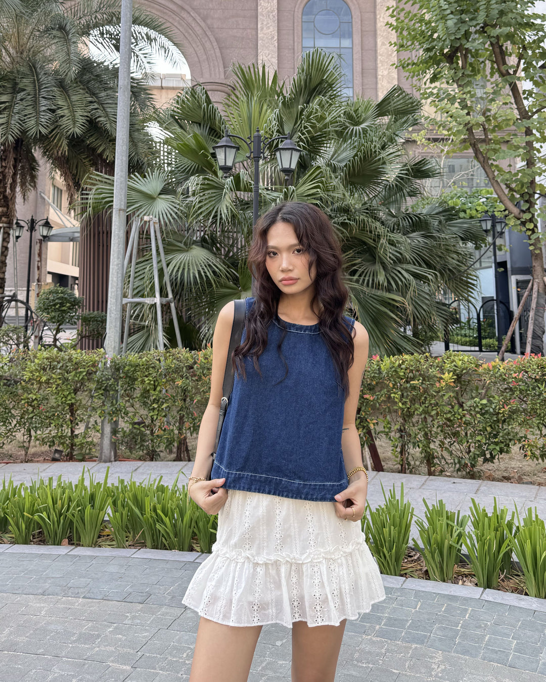 Sleeveless Blue Denim Top