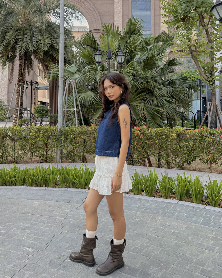 Sleeveless Blue Denim Top