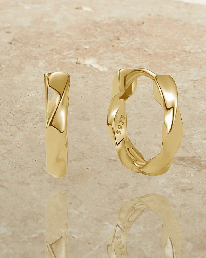 925 STERLING SILVER - LUPIN GOLD HOOP EARRINGS (HUGGIES) - Katherynloche