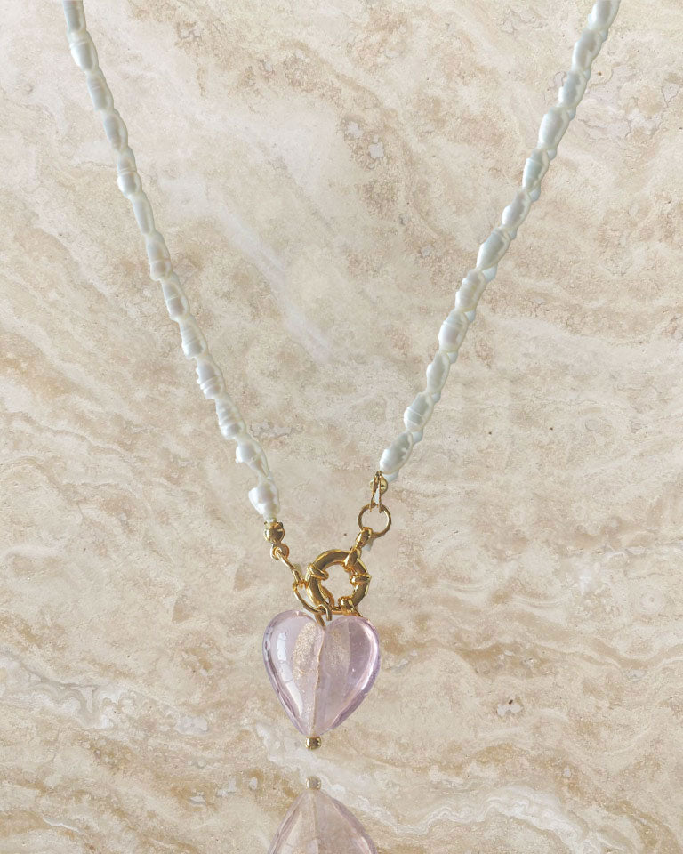 18k gold plated - Pearl Heart Gold Necklace - Katherynloche