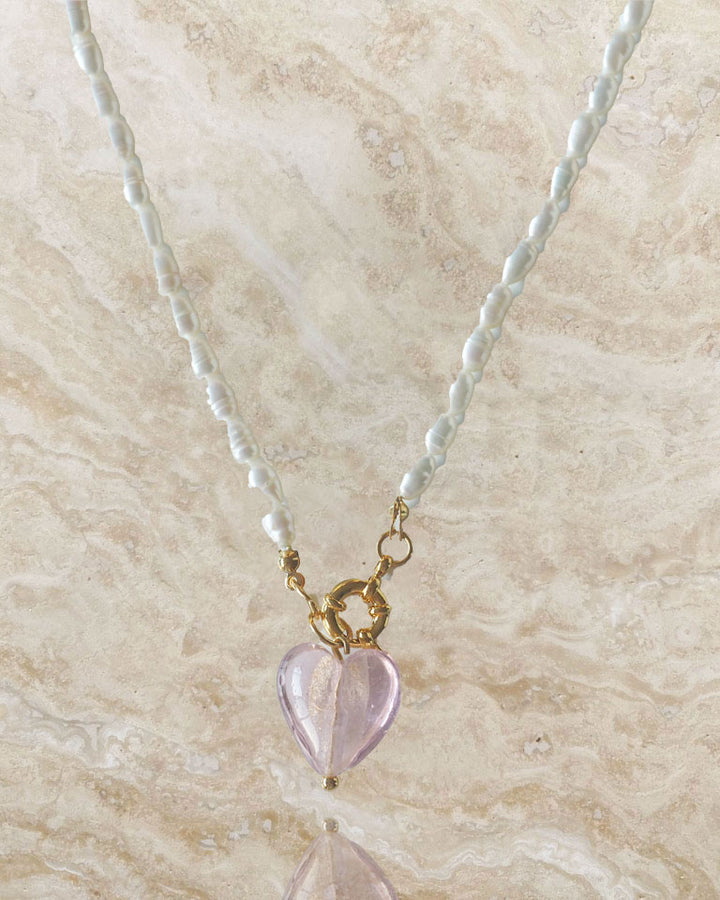 18k gold plated - Pearl Heart Gold Necklace - Katherynloche