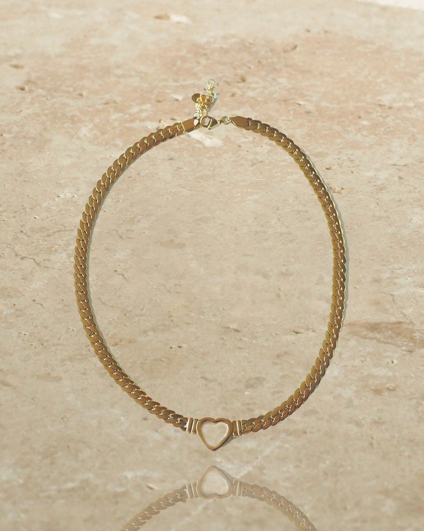 18K gold plated - Heart Choker Necklace - Katherynloche