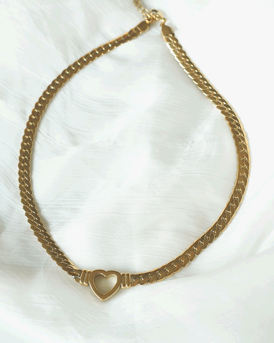 18K gold plated - Heart Choker Necklace - Katherynloche