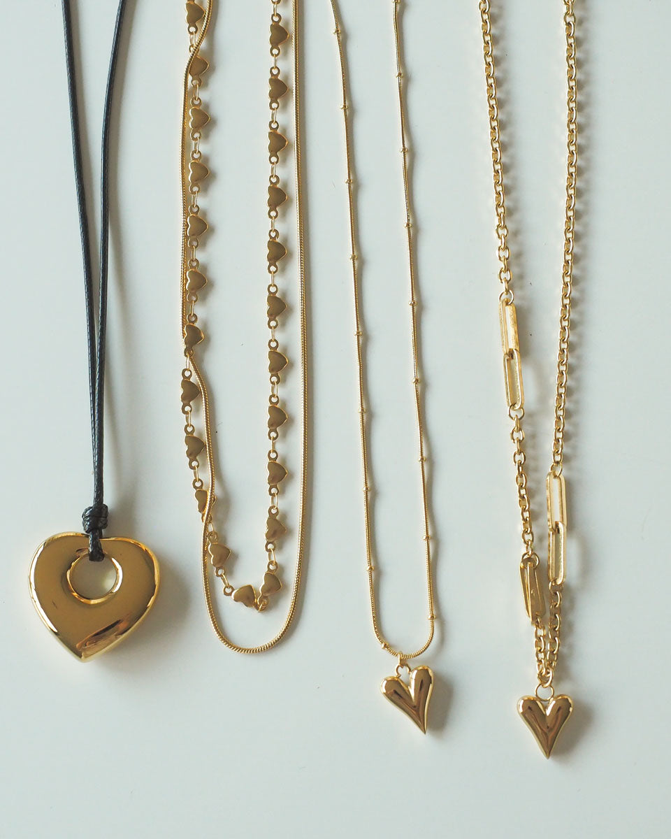 18K gold plated - PU Leather Heart Necklace - Katherynloche