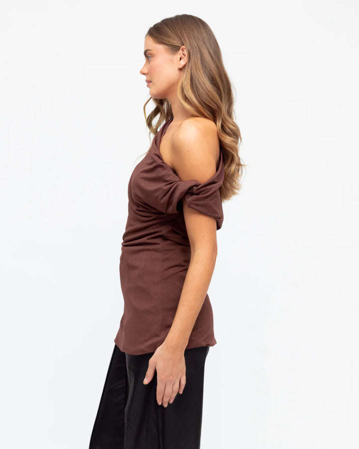 Brown Asymmetrical Top