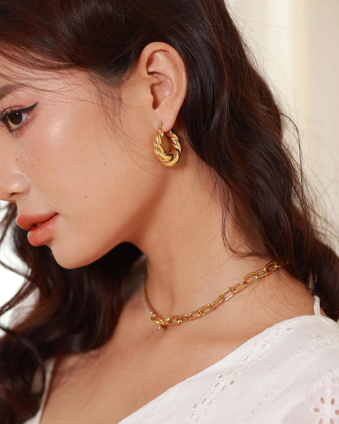 18K Gold Plated - Thea Gold Hoop Earrings