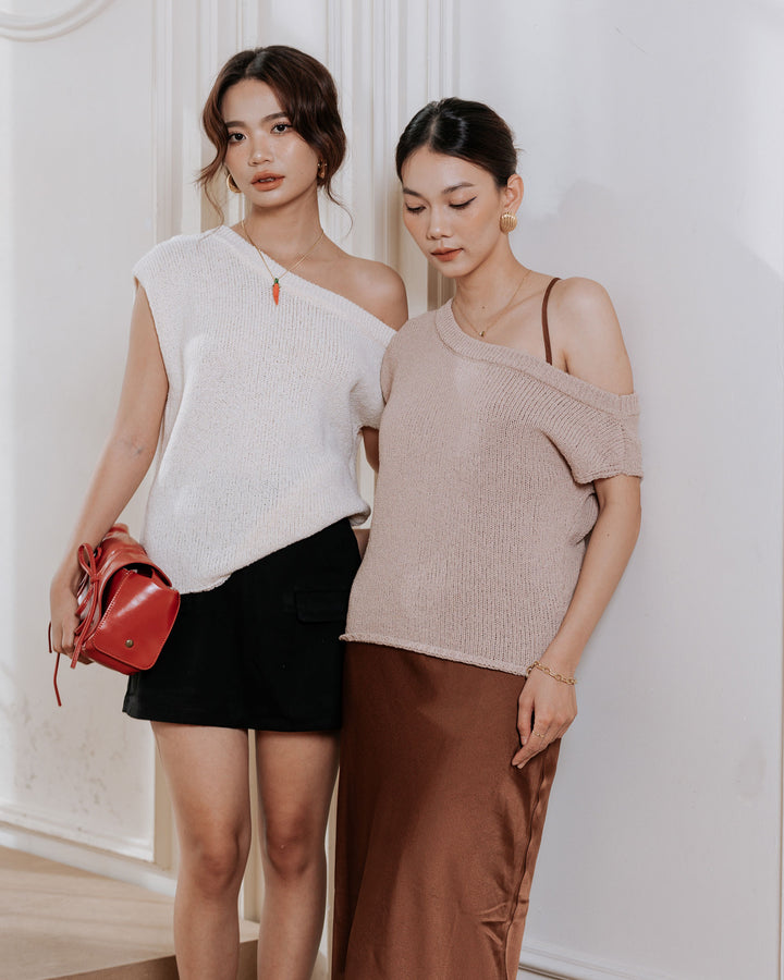 One shoulder knit top (2 colours)