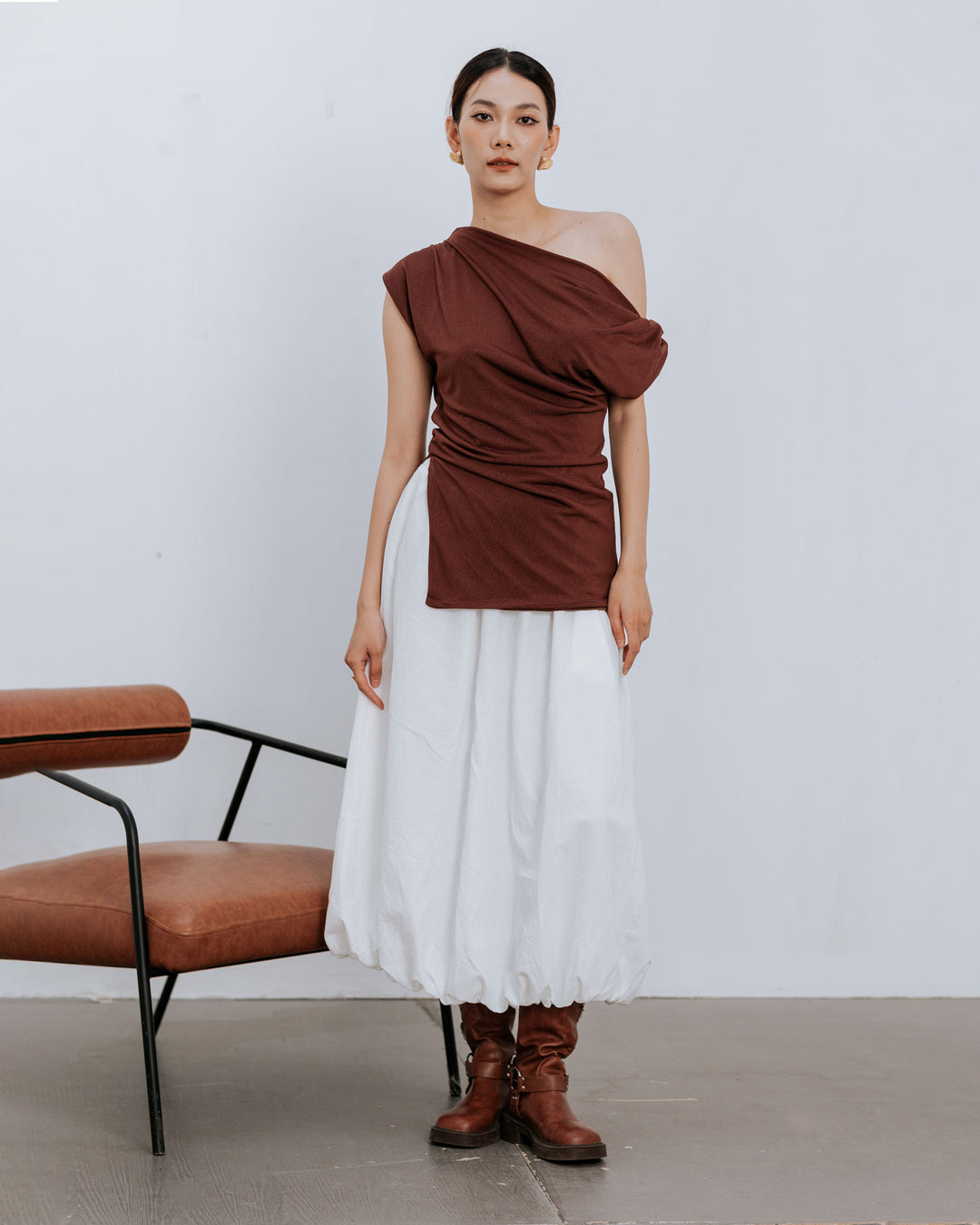 Brown Asymmetrical Top