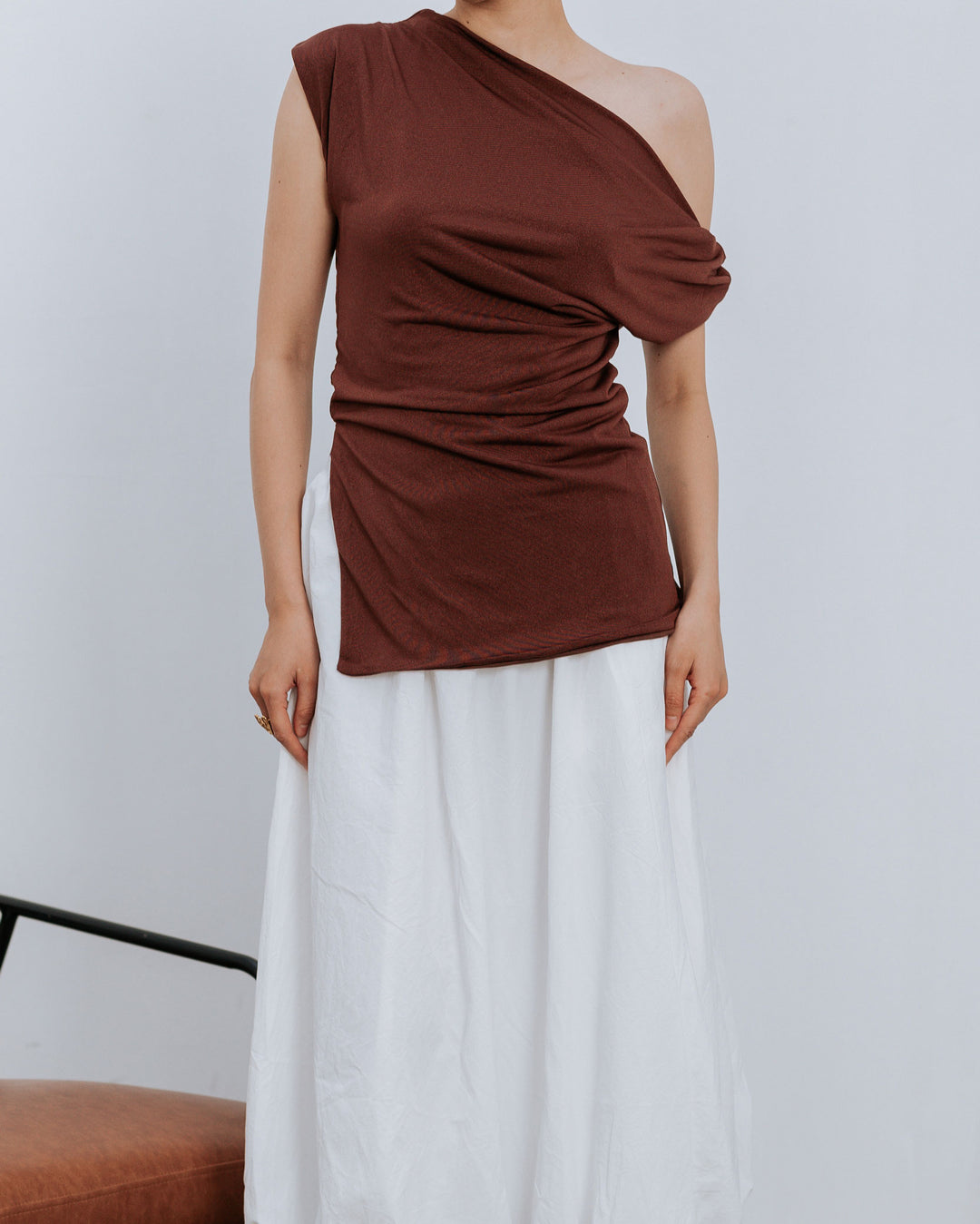 Brown Asymmetrical Top