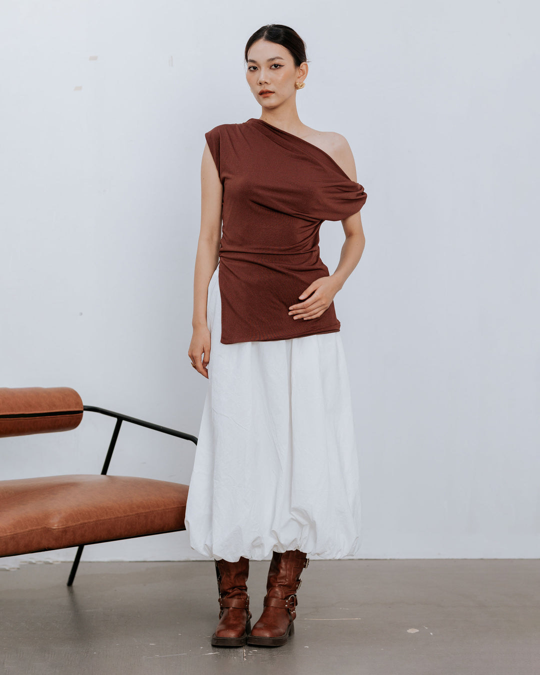 Brown Asymmetrical Top