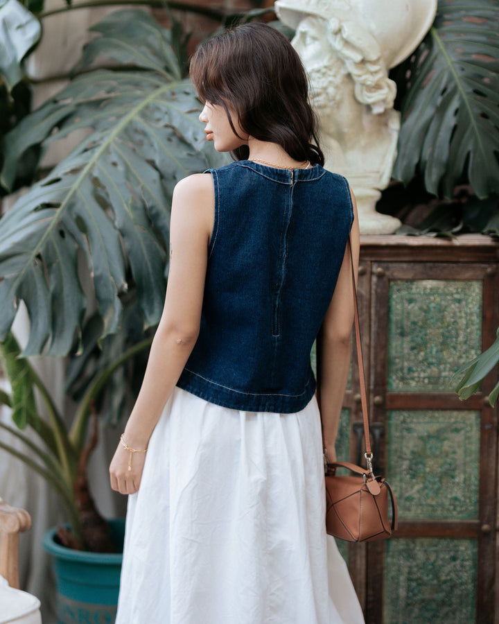 Sleeveless Blue Denim Top