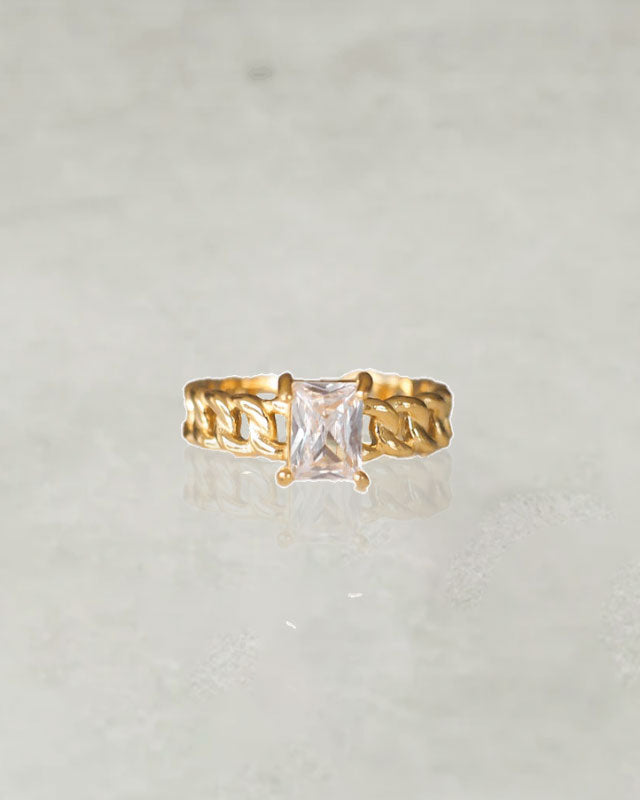 18k gold plated - CZ Stone Gold ring - Katherynloche