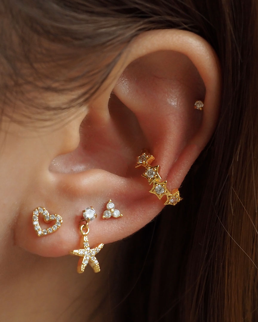 Stainless Steel - CZ Mini Starfish Stud Earrings - Katherynloche