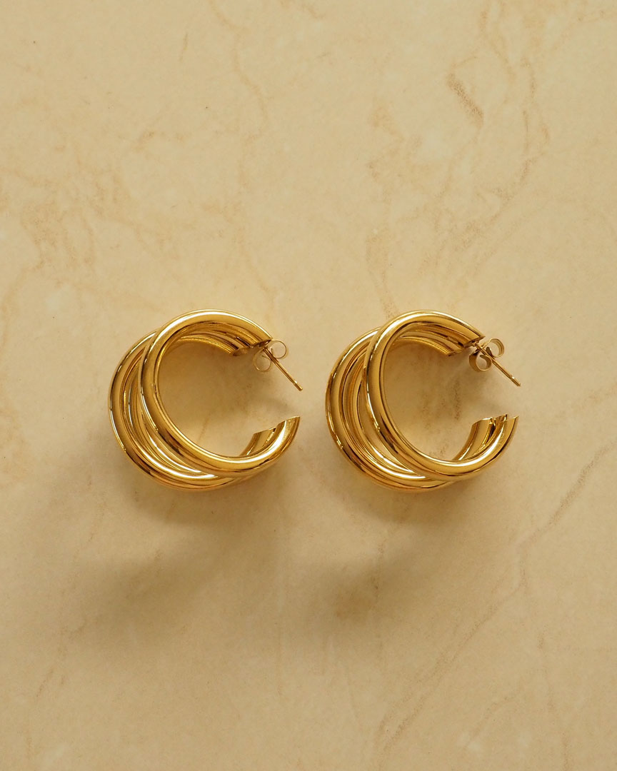 18k Gold Plated - Trio Gold Hoop Earrings - Katherynloche