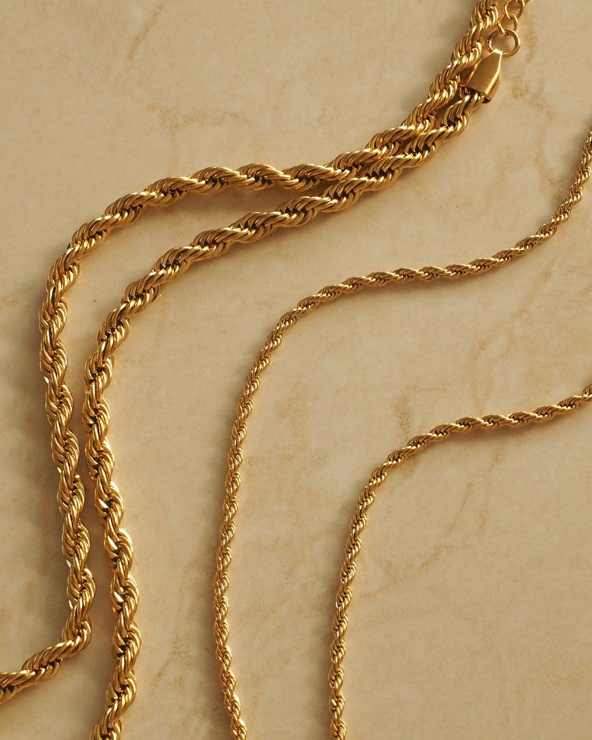 18K gold plated - Gold Rope Chain (2 sizes) - Katherynloche