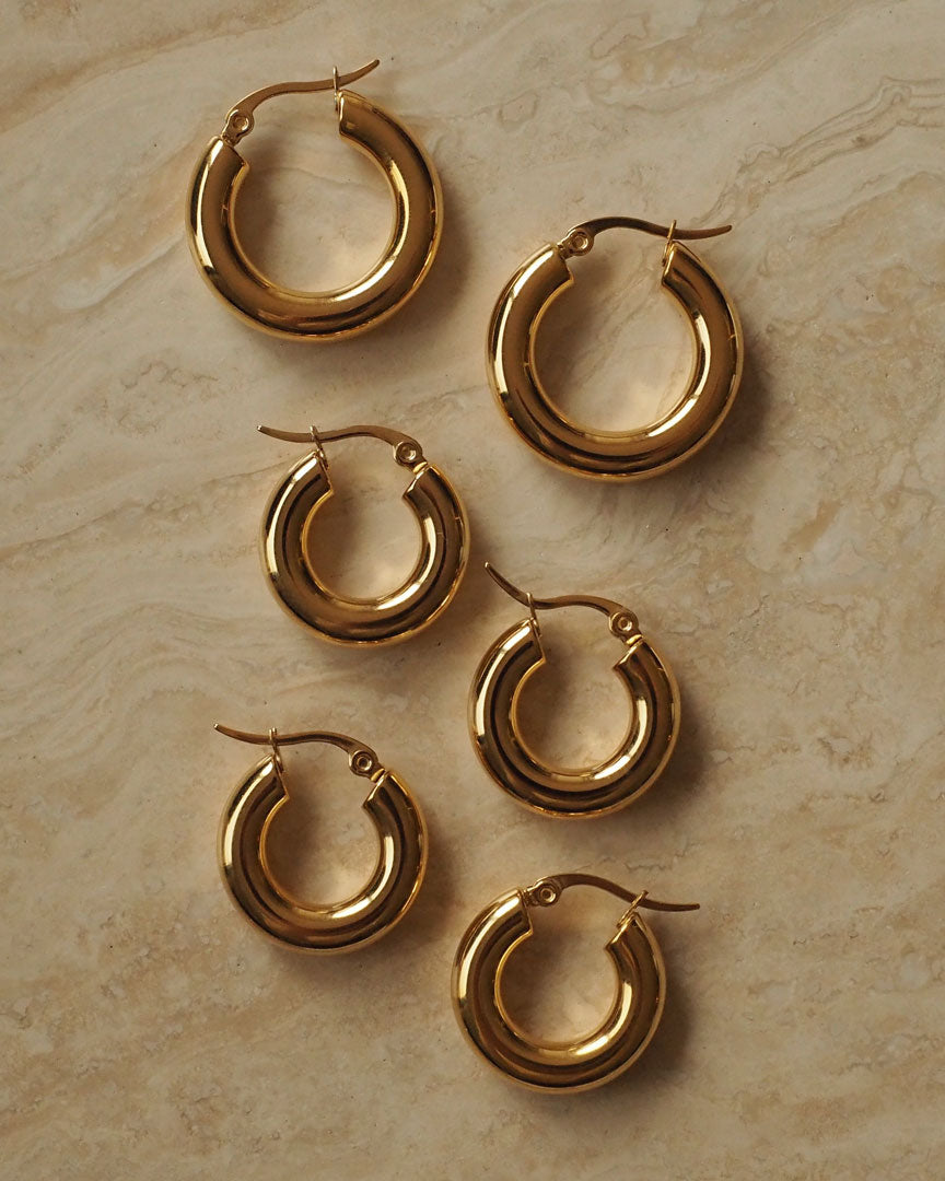 18k gold plated - Janis Gold Hoop Earrings - Katherynloche