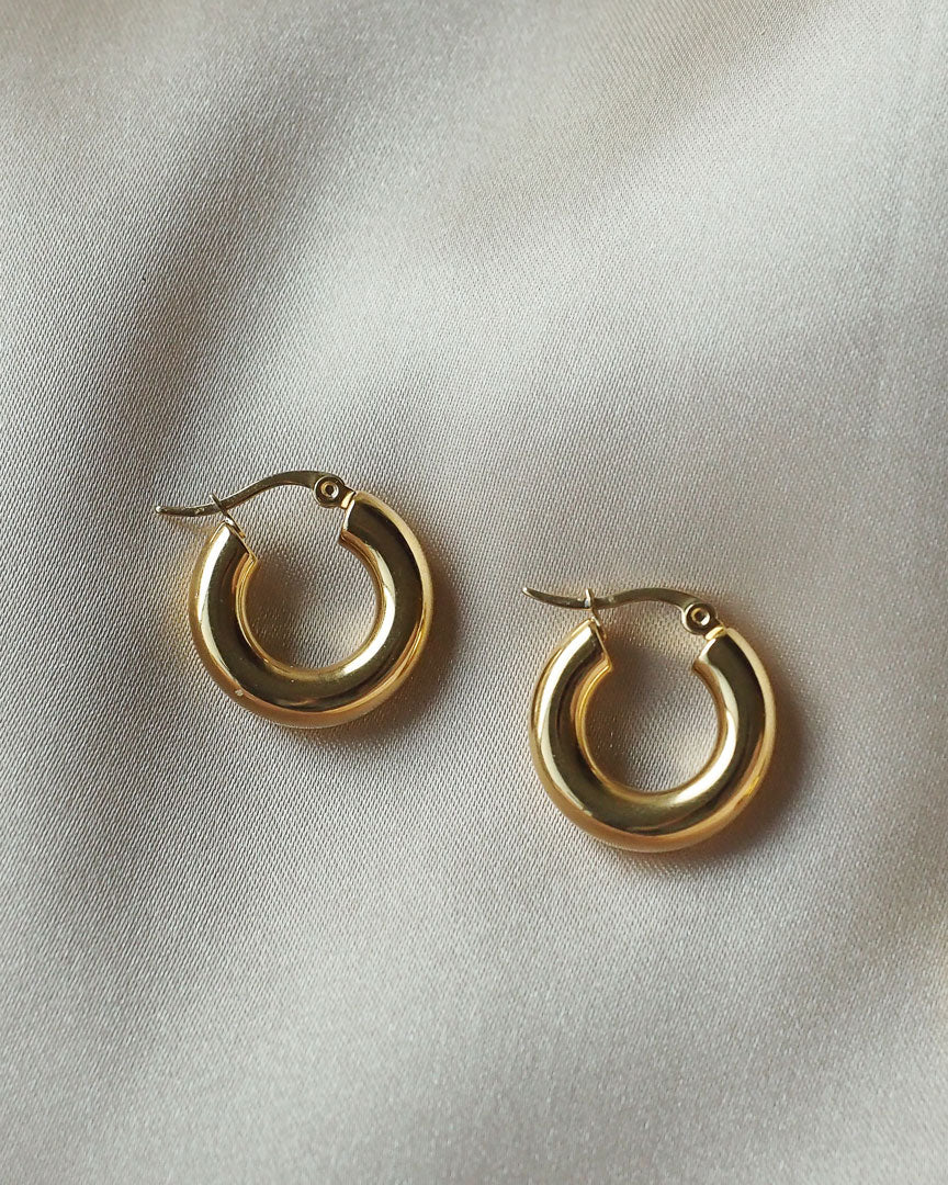 18k gold plated - Janis Gold Hoop Earrings - Katherynloche