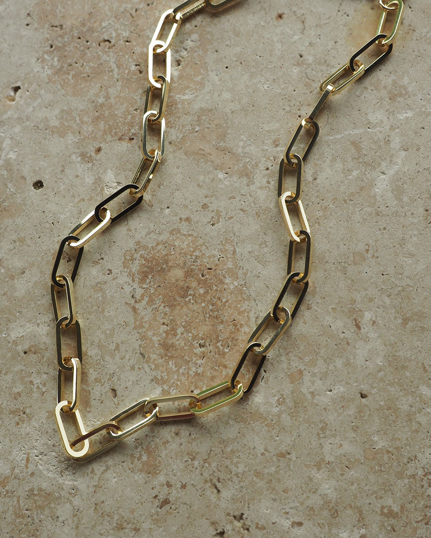 18K gold plated - Paperclip Chain Necklace - Katherynloche