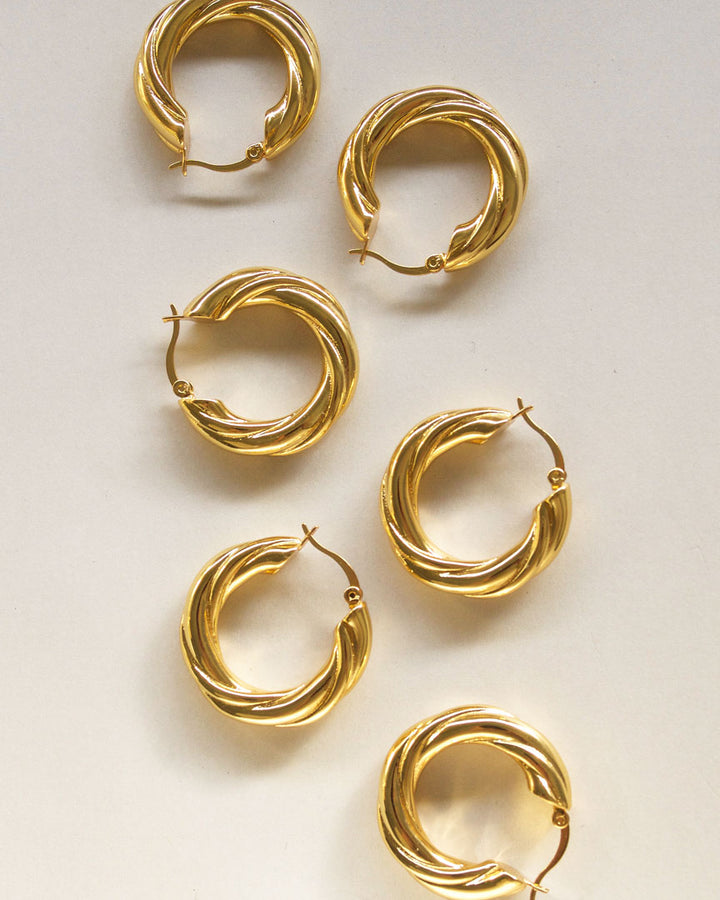 18k Gold Plated - Oria French Hoop Earrings (S,M) - Katherynloche