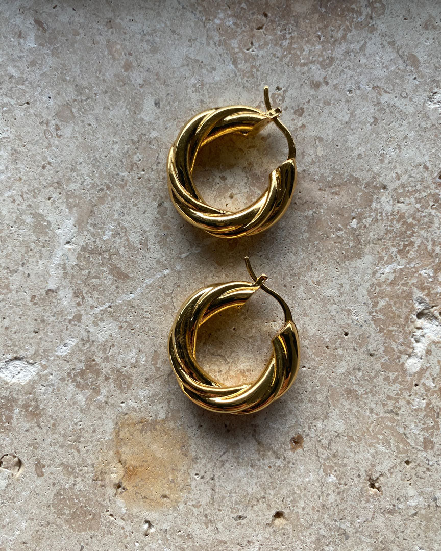 18k Gold Plated - Oria French Hoop Earrings (S,M) - Katherynloche