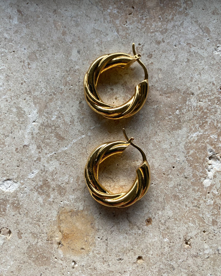 18k Gold Plated - Oria French Hoop Earrings (S,M) - Katherynloche