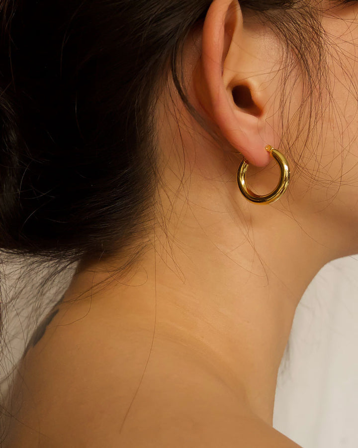 18k Gold Plated - Jabari Gold Hoop Earrings - Katherynloche