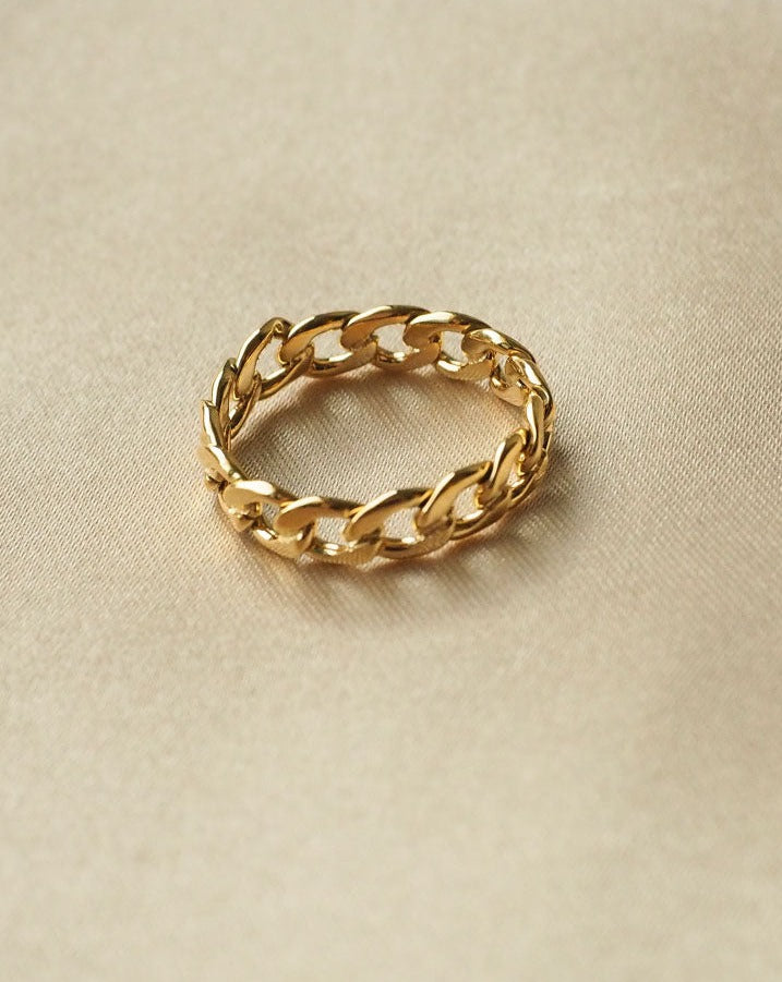 18k Gold plated - Curb Chain Gold Ring - Katherynloche