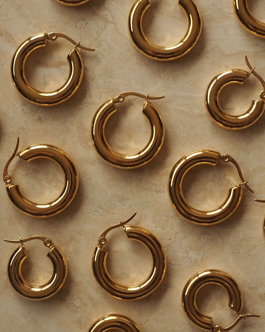 18k gold plated - Janis Gold Hoop Earrings - Katherynloche