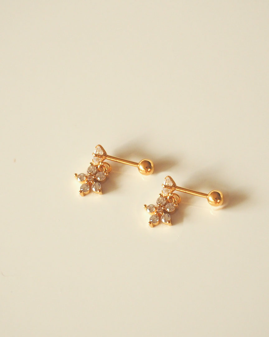 18K gold plated - Mini Stainless steel Stud Earrings - Katherynloche