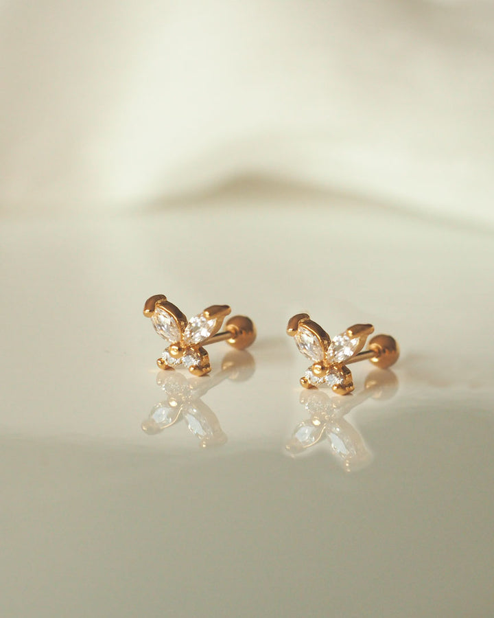 STAINLESS STEEL - Sophia Flower CZ STUD EARRINGS - Katherynloche