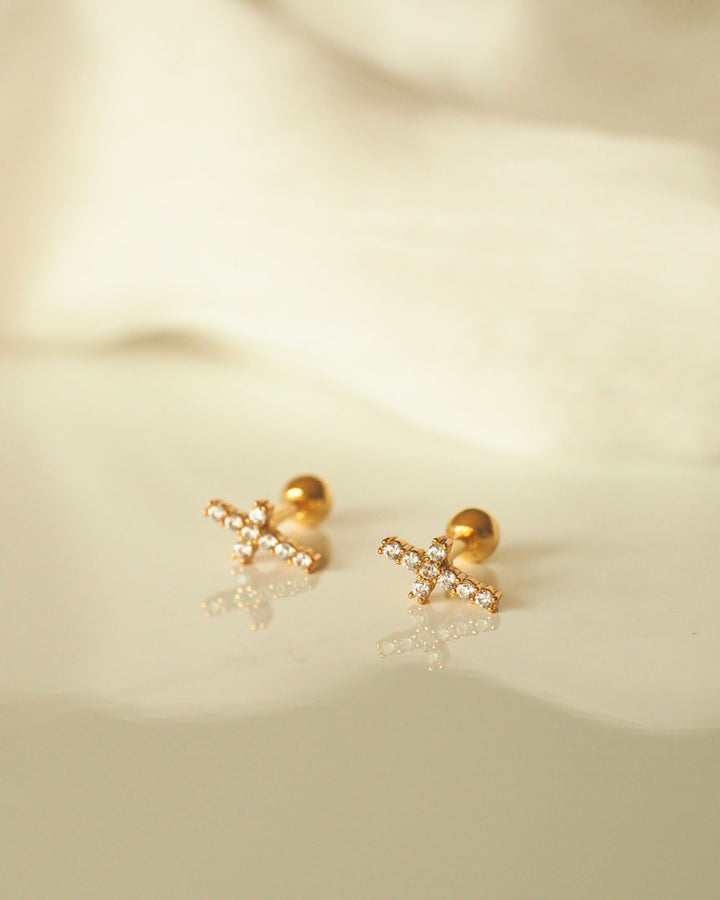 STAINLESS STEEL - Mini Cross  STUD EARRINGS - Katherynloche