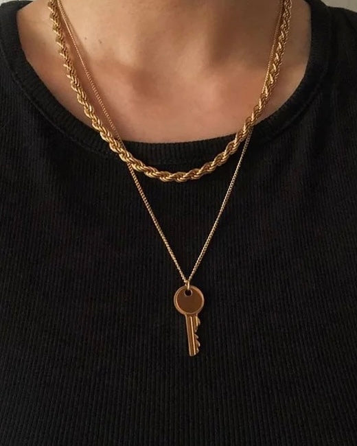 18K gold plated - Key Pendant Necklace - Katherynloche