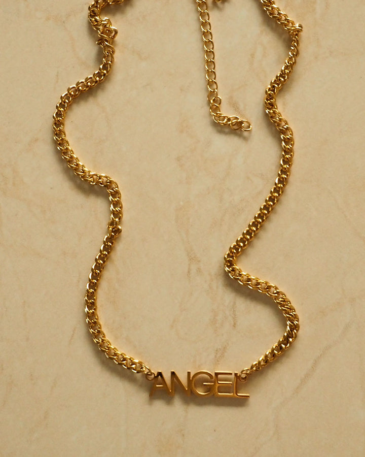 18k gold plated -  The CURB CHAIN Nameplate Personalised Necklace (Made to Order) - Katherynloche