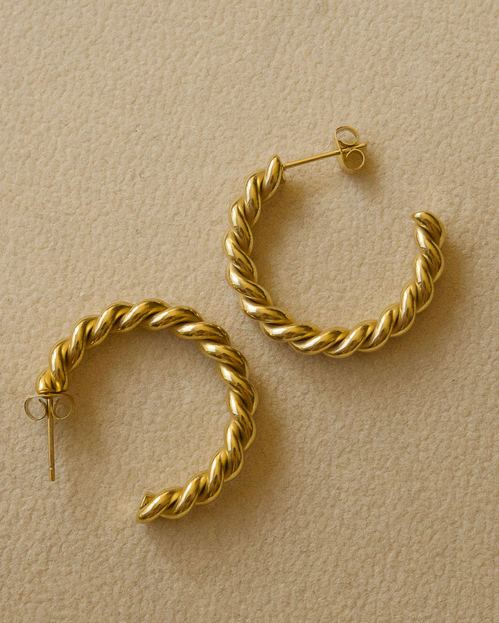 18k Gold plated - Braided Hoop Earrings - Katherynloche