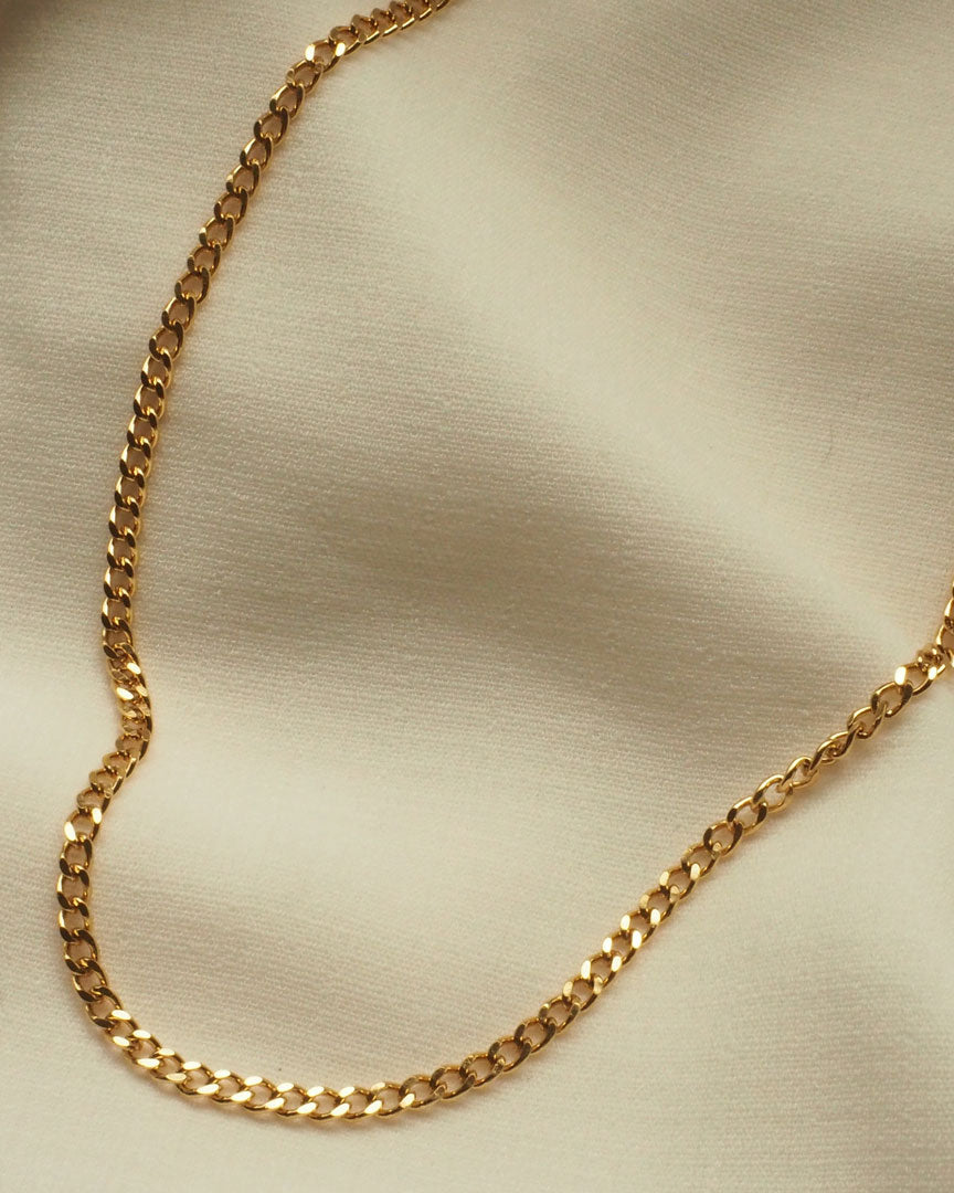 18K gold plated - Classic Curb Chain Necklace - Katherynloche