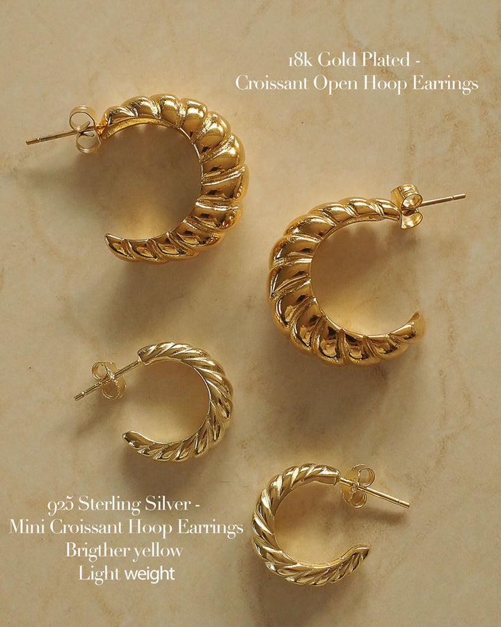 18k Gold Plated - Croissant Open Hoop Earrings - Katherynloche